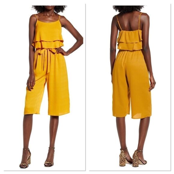 One Clothing Ruffle Sleeveless Crop Jumpsuit (H13) - Picture 1 of 6